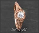 Jugendstil Design Diamant Ring mit 0,41ct, 585 Rotgold